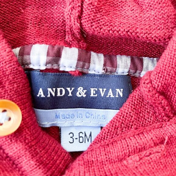 Andy and Evan One Piece Hooded Knit Bodysuit 3-6 Months - Picture 2 of 4